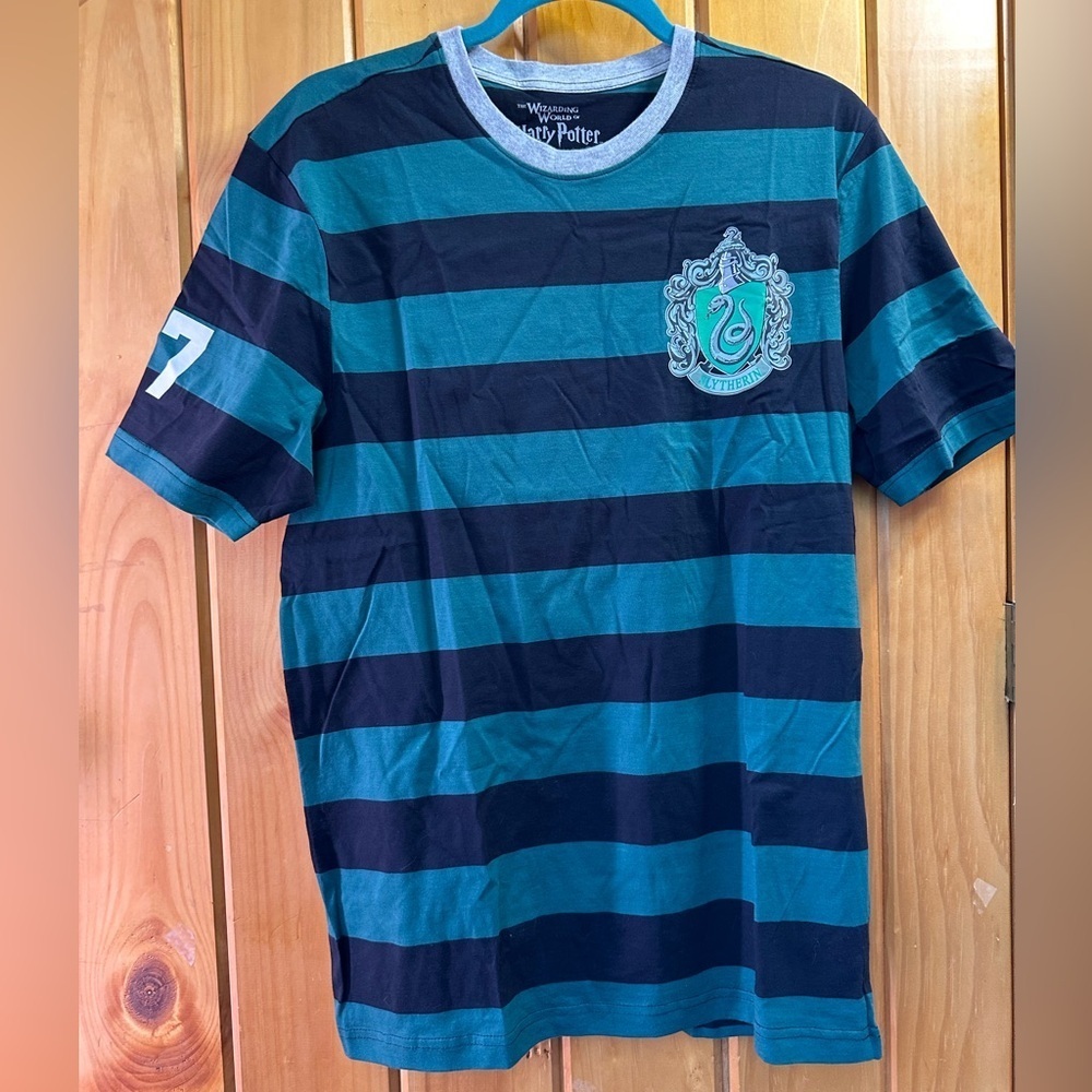 Harry Potter Slytherin Striped Ringer Tee with Crest Medium NWT